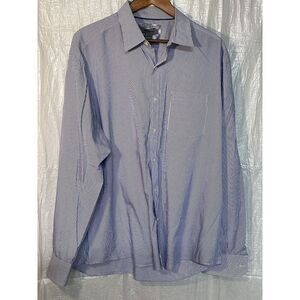 Johnston And Murphy Long Sleeve Button‎ Up Tailored Fit Blue Striped Shirt XXL